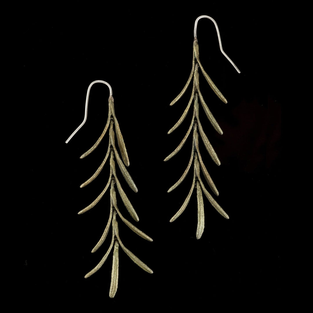 Image of the Michael Michaud Rosemary Earrings - Long Wire Dangle on a black background