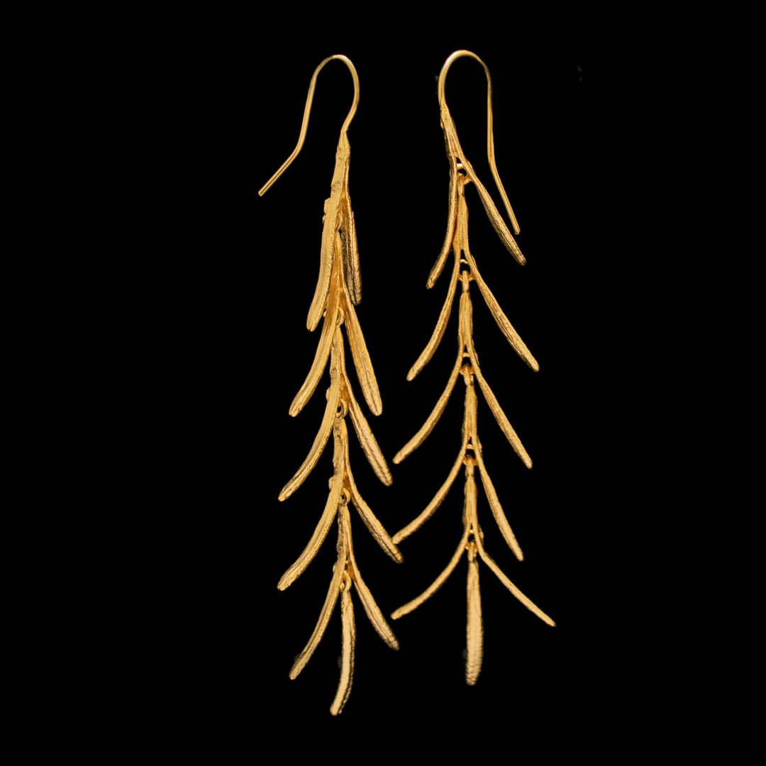 Image of the Michael Michaud Fine Rosemary Long Wire Earrings on a black background