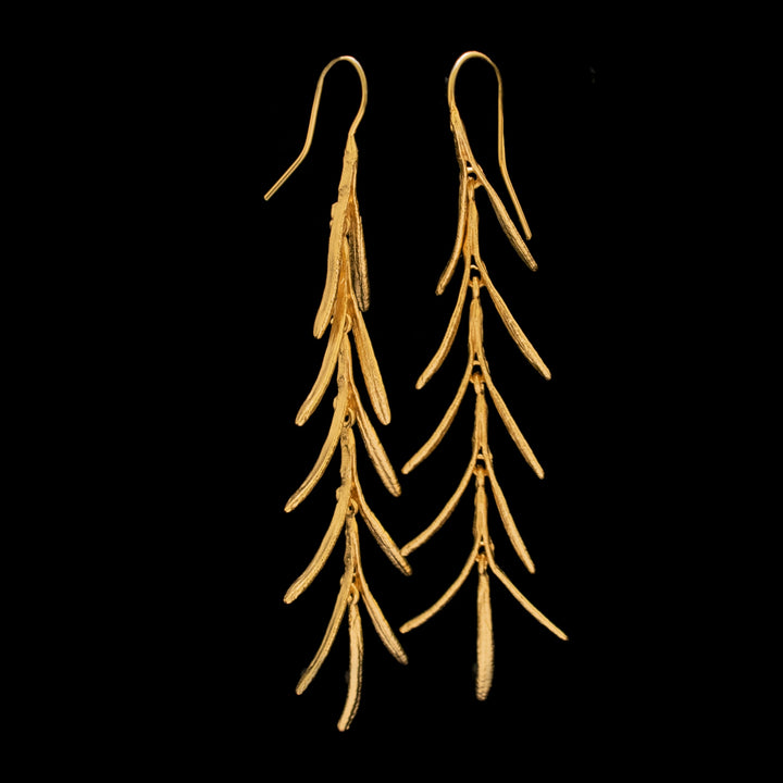 Image of the Michael Michaud Fine Rosemary Long Wire Earrings on a black background