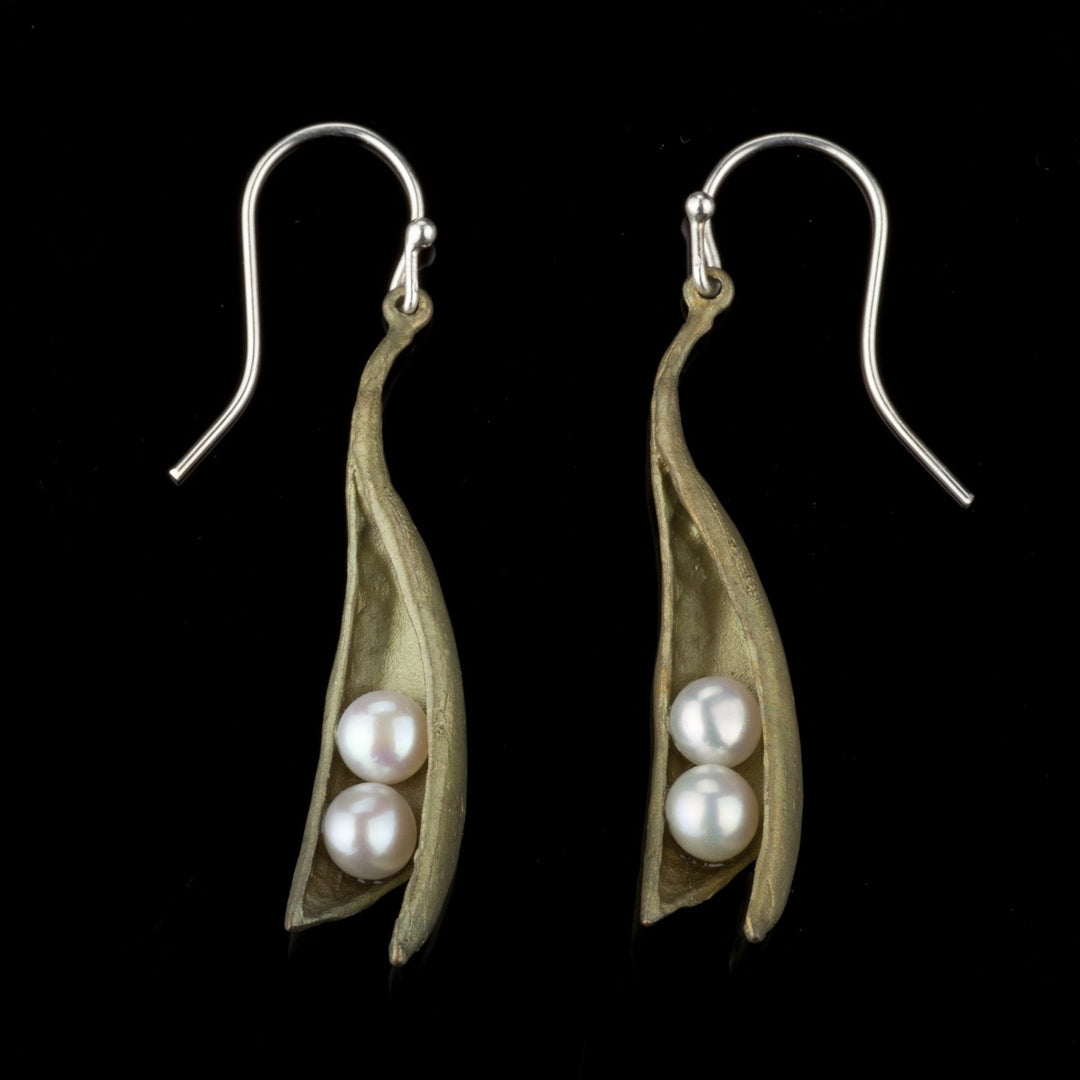 Image of the Michael Michaud Pea Pod Earrings - Drop on a black background