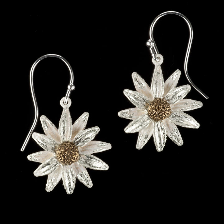 Image of the Michael Michaud Daisy Earrings - Wire Drop on a black background