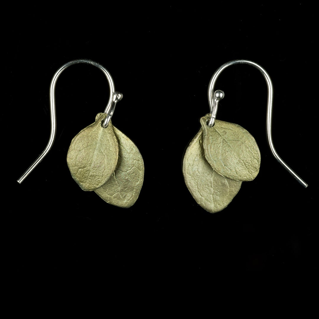 Image of the Michael Michaud Irish Thorn Earrings - Double Leaf on a black background