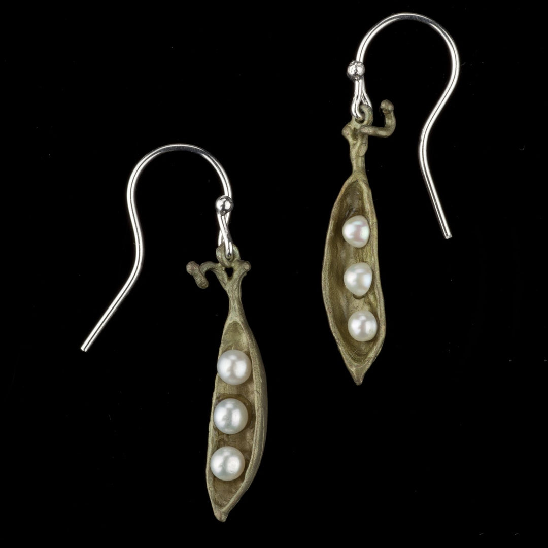 Image of the Michael Michaud Pea Pod Earrings - Petite Drop on a black background