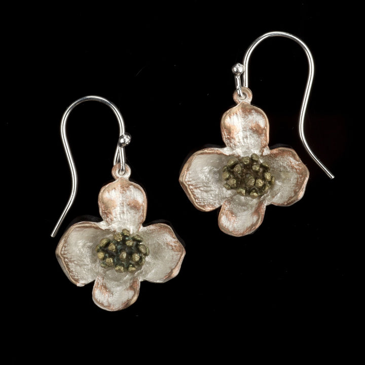 Image of the Michael Michaud Dogwood Earrings - Wire Drop on a black background
