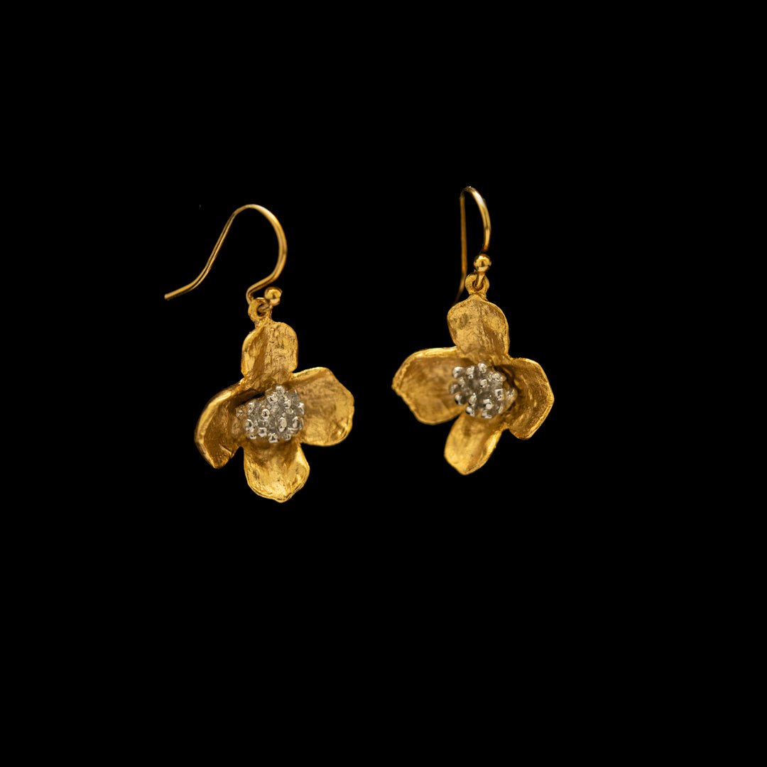 Image of the Michael Michaud Fine Dogwood Wire Earrings on a black background