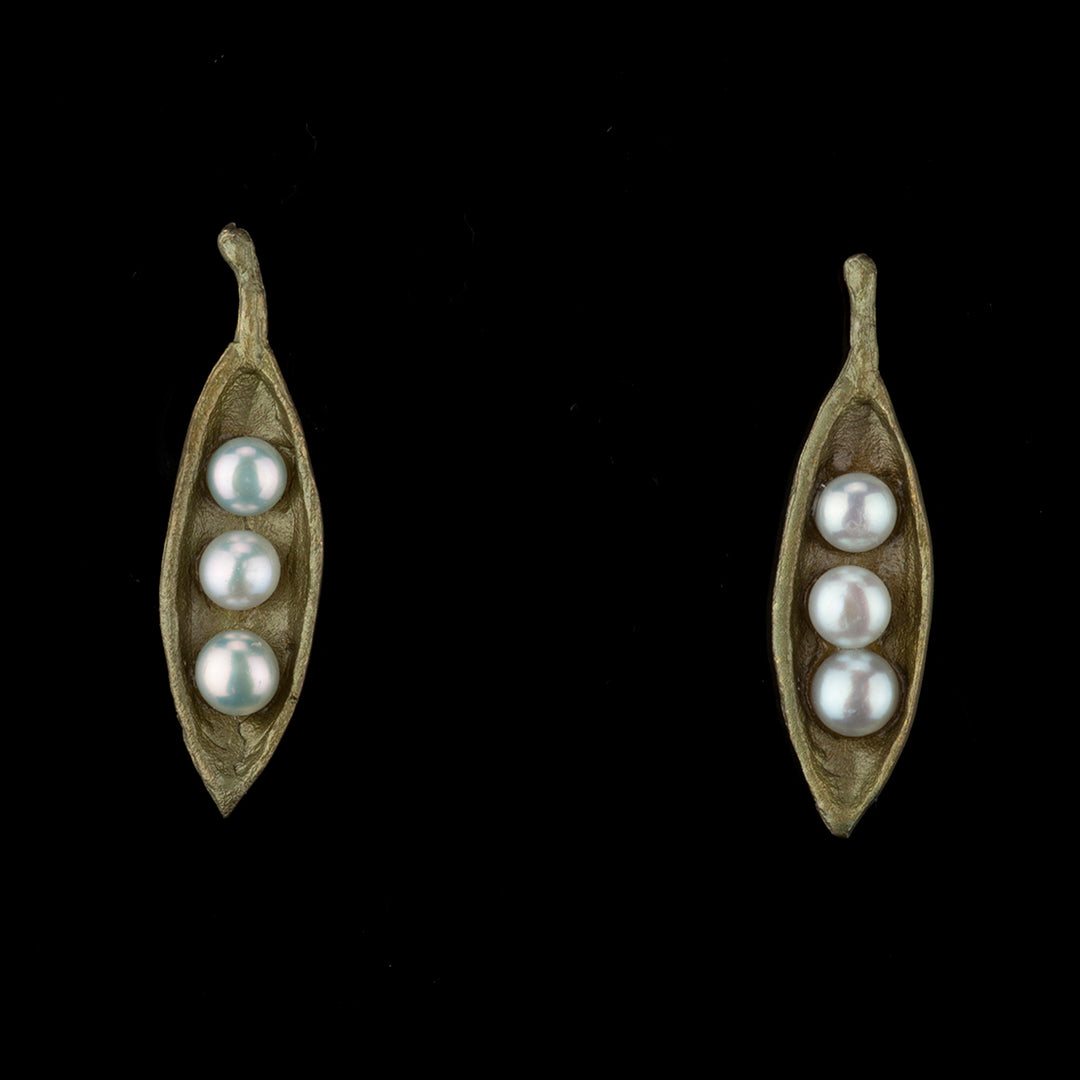 Image of the Michael Michaud Pea Pod Earrings - Petite Post on a black background