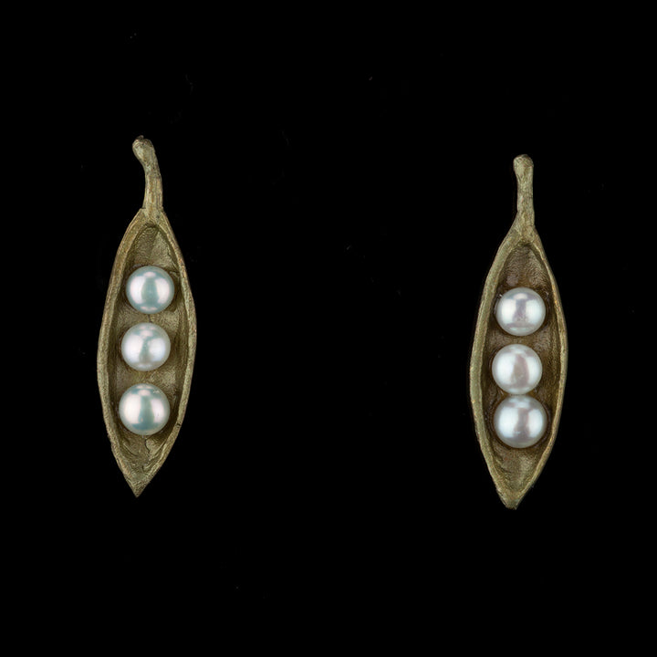 Image of the Michael Michaud Pea Pod Earrings - Petite Post on a black background