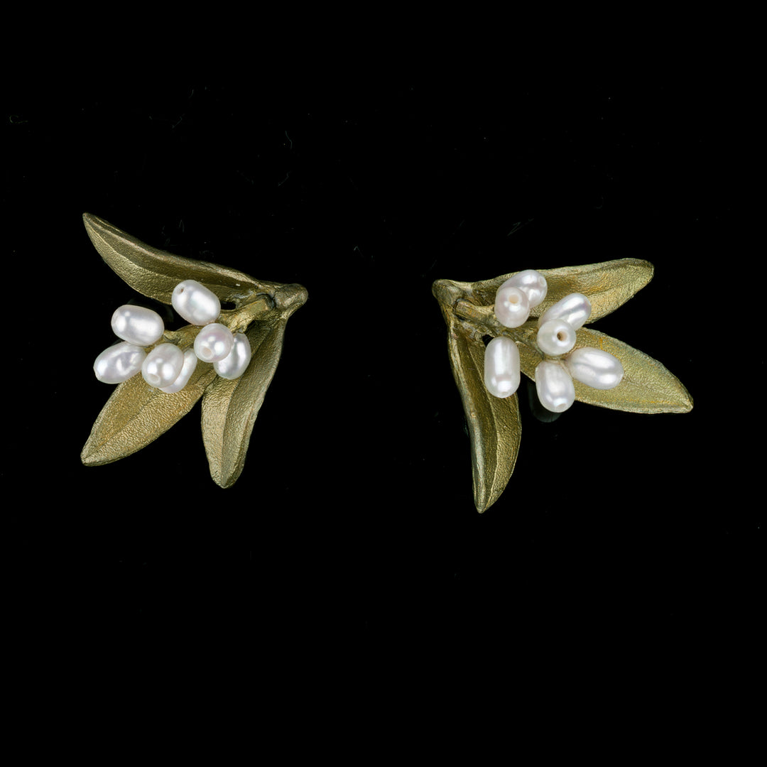 Image of the Michael Michaud Flowering Myrtle Earrings - Post on a black background