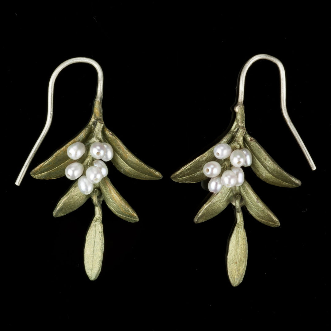 Image of the Michael Michaud Flowering Myrtle Earrings - Wire Drop on a black background