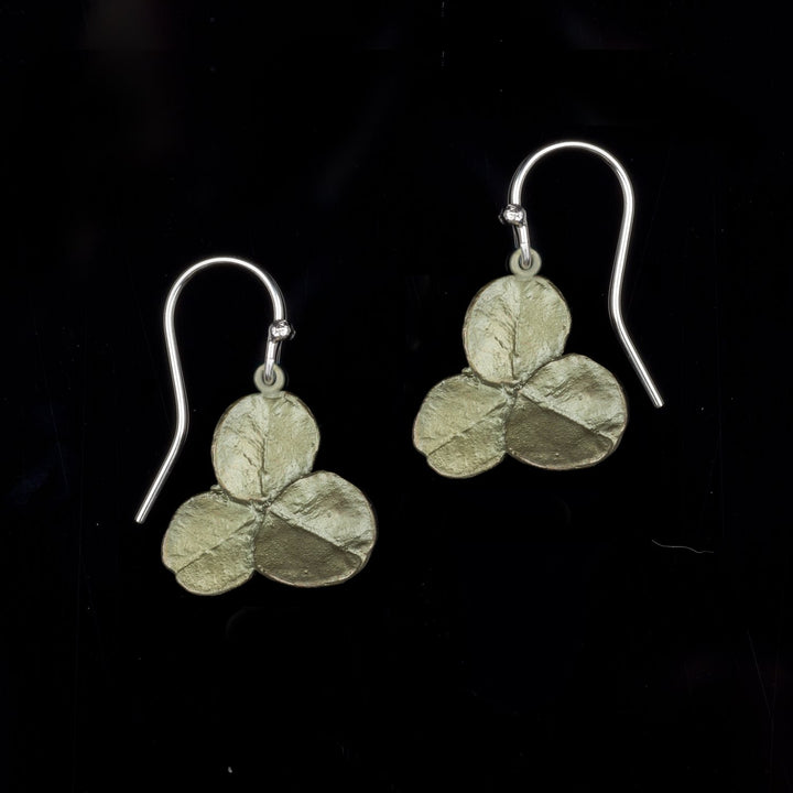 Image of the Michael Michaud Clover Earrings - Wire Drop on a black background