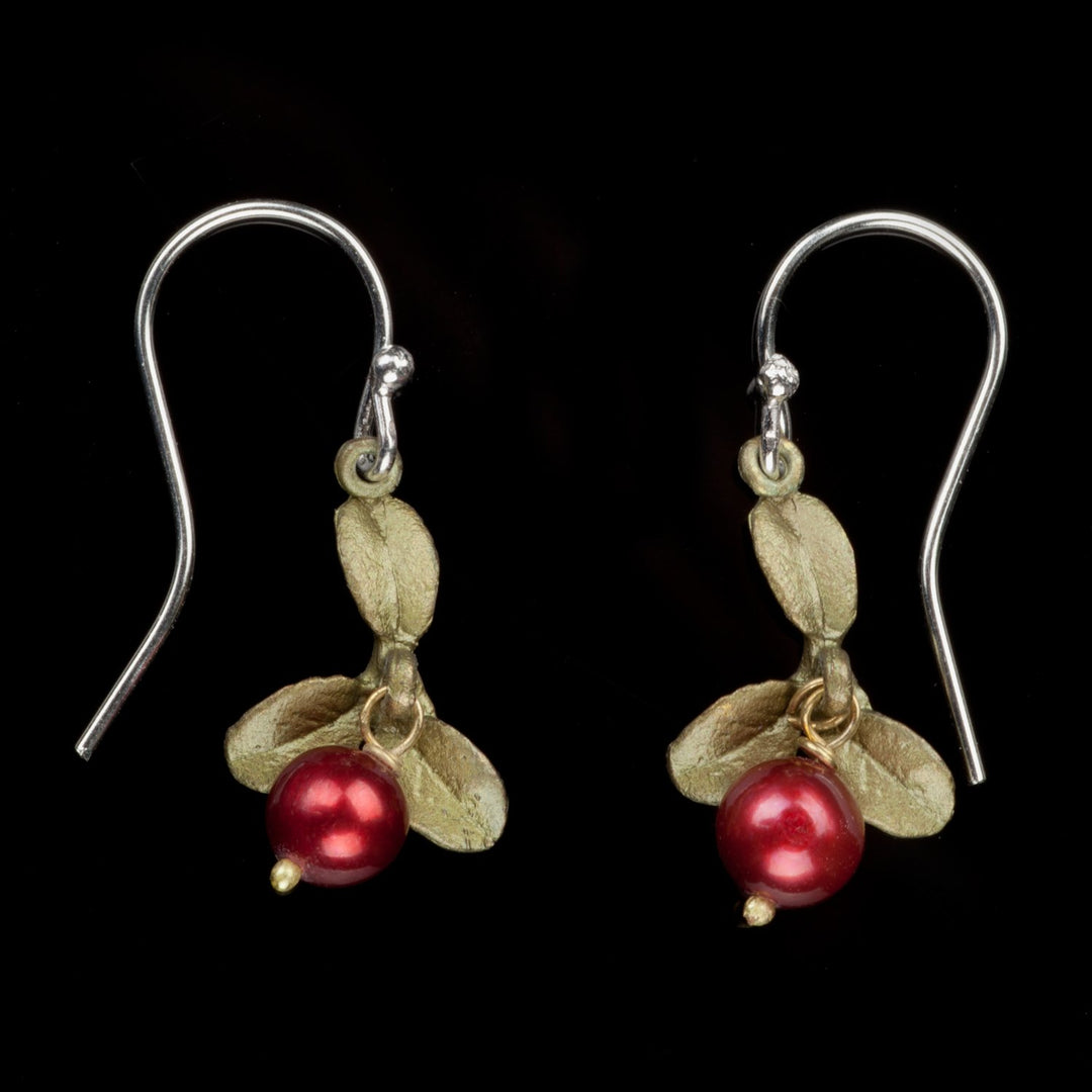 Image of the Michael Michaud Cranberry Earrings - Wire Drop on a black background