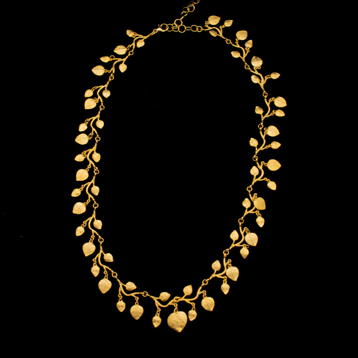 Image of the Michael Michaud Fine Eucalyptus Charm Necklace on a black background
