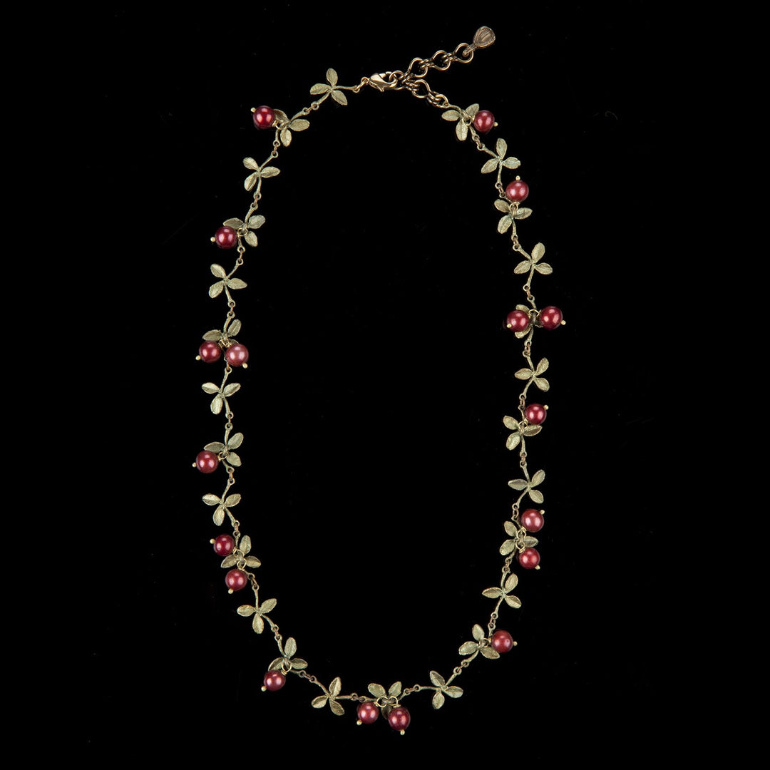 Image of the Michael Michaud Cranberry Necklace - Delicate on a black background