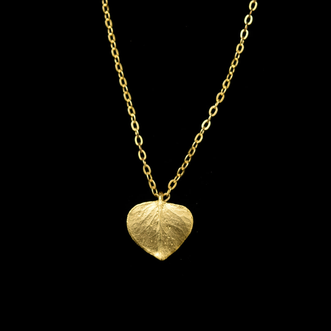 Image of the Michael Michaud Fine Eucalyptus Leaf Petite Pendant on a black background