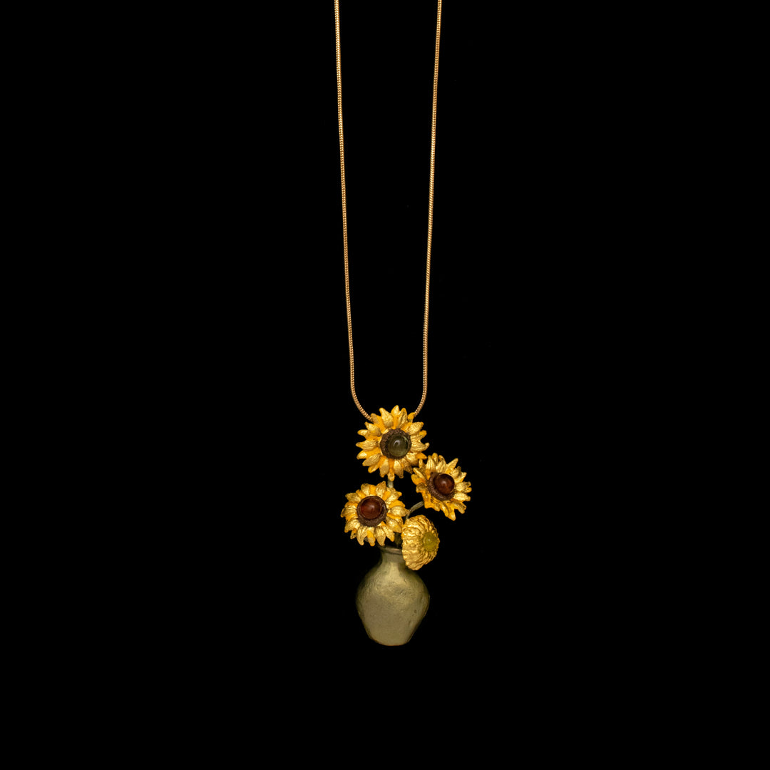 Image of the Michael Michaud Van Gogh Sunflower Pendant - Web Exclusive on a black background