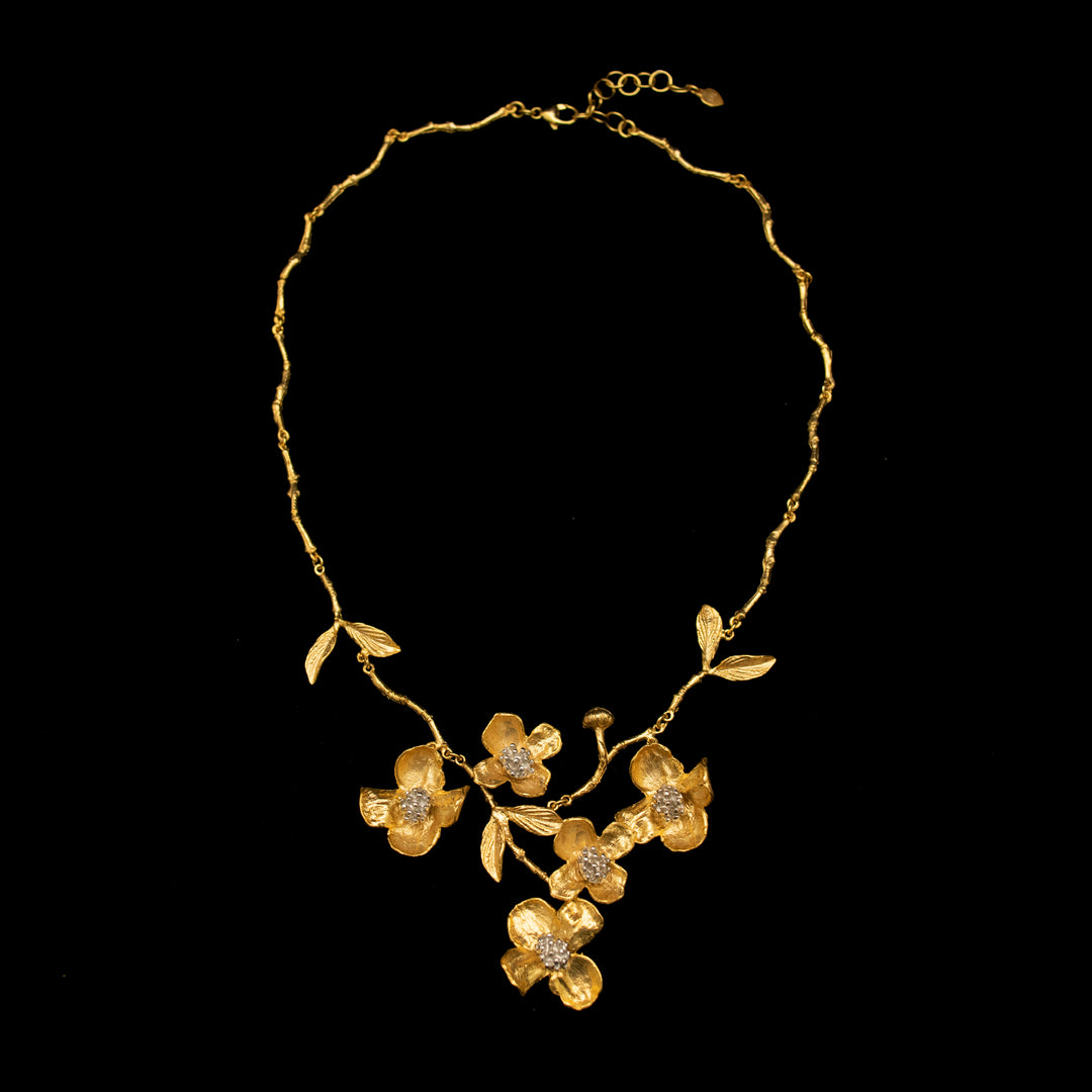 Image of the Michael Michaud Fine Dogwood Statement Necklace on a black background