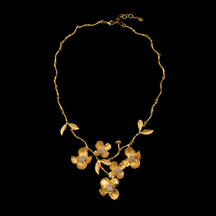 Image of the Michael Michaud Fine Dogwood Statement Necklace on a black background
