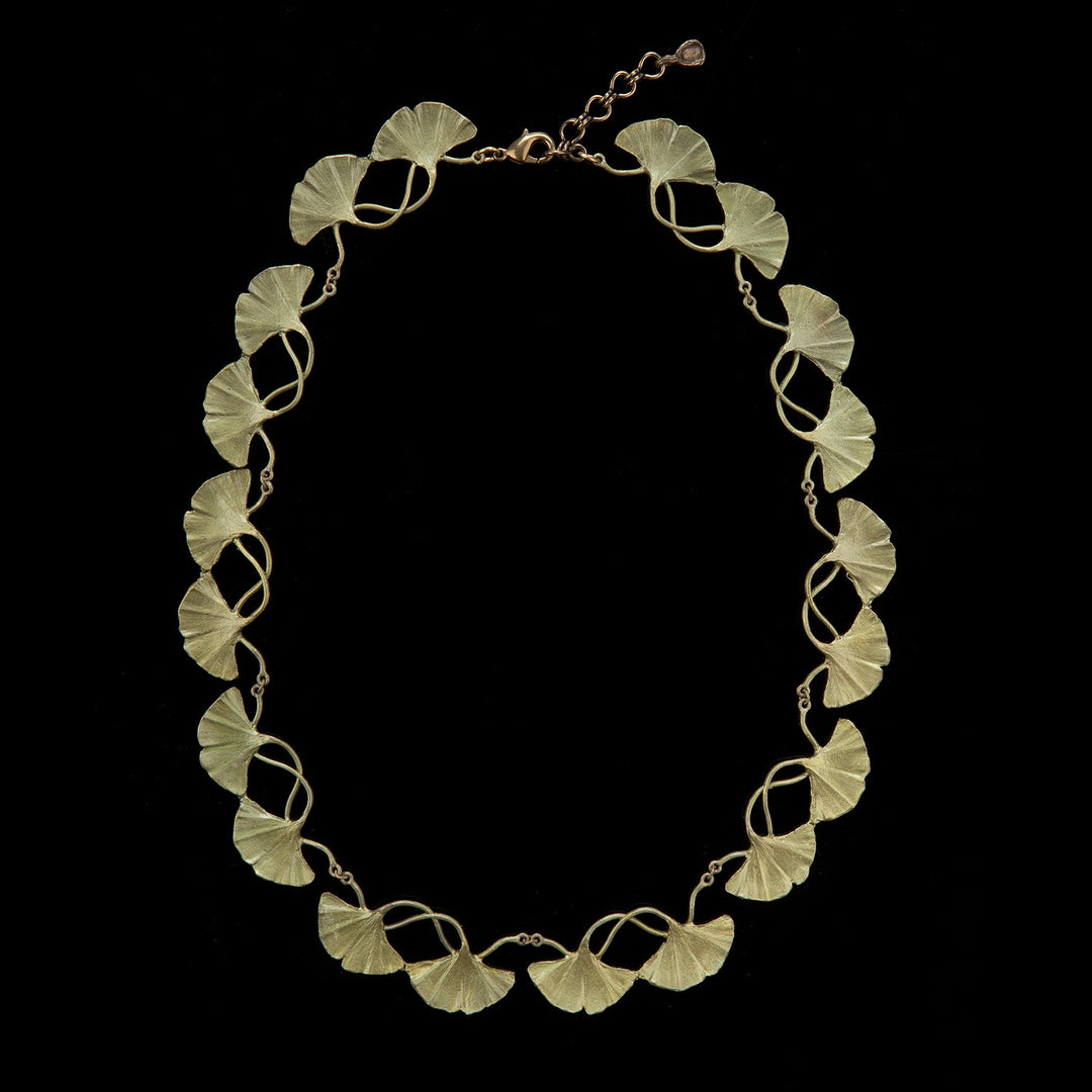 Image of the Michael Michaud Ginkgo Necklace - Contour on a black background