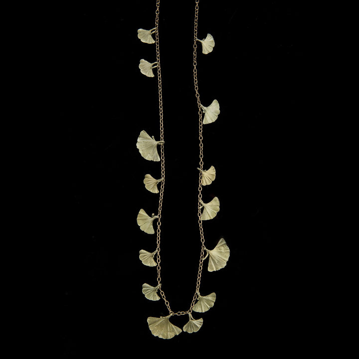 Image of the Michael Michaud Ginkgo Necklace - Long on a black background
