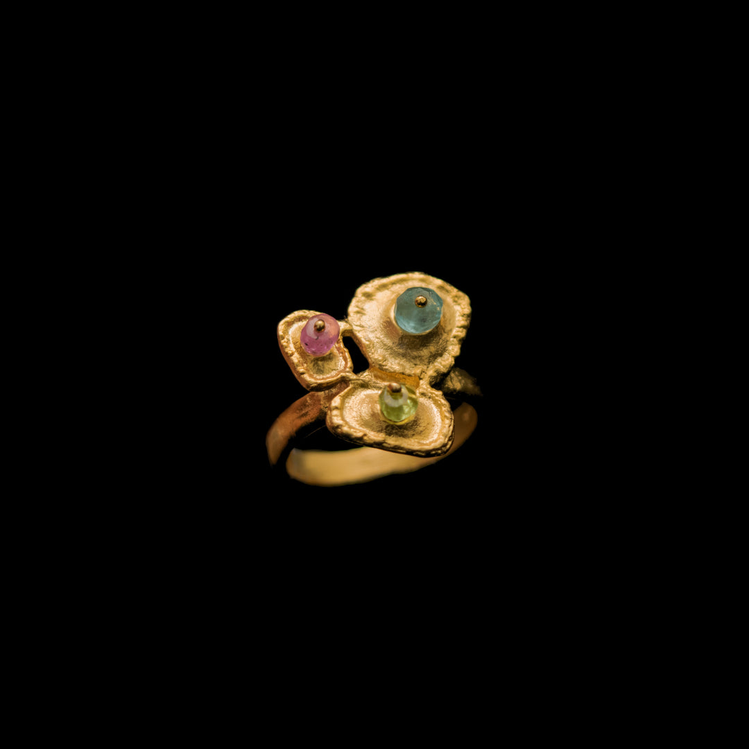 Image of the Michael Michaud Fine Sea Urchin Ring on a black background