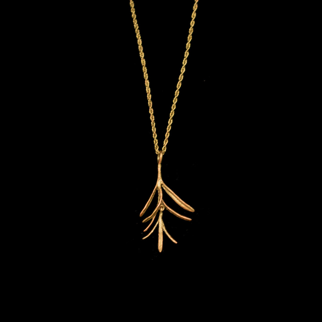 Image of the Michael Michaud Fine Petite Herb - Rosemary Pendant on a black background