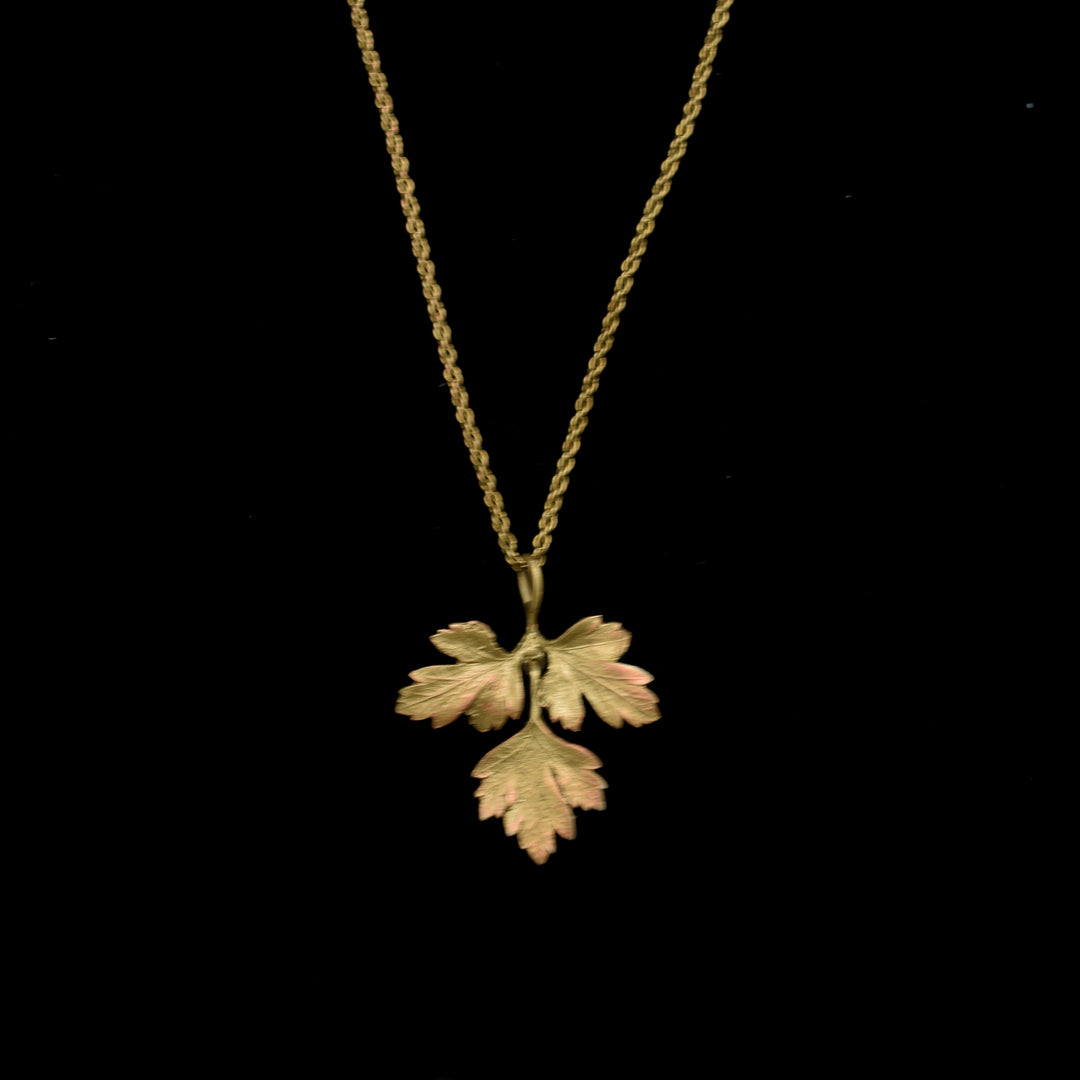 Image of the Michael Michaud Fine Petite Herb - Parsley Pendant on a black background