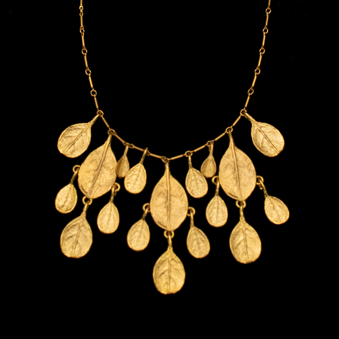 Image of the Michael Michaud Fine Bahamian Bay Leaf Necklace on a black background