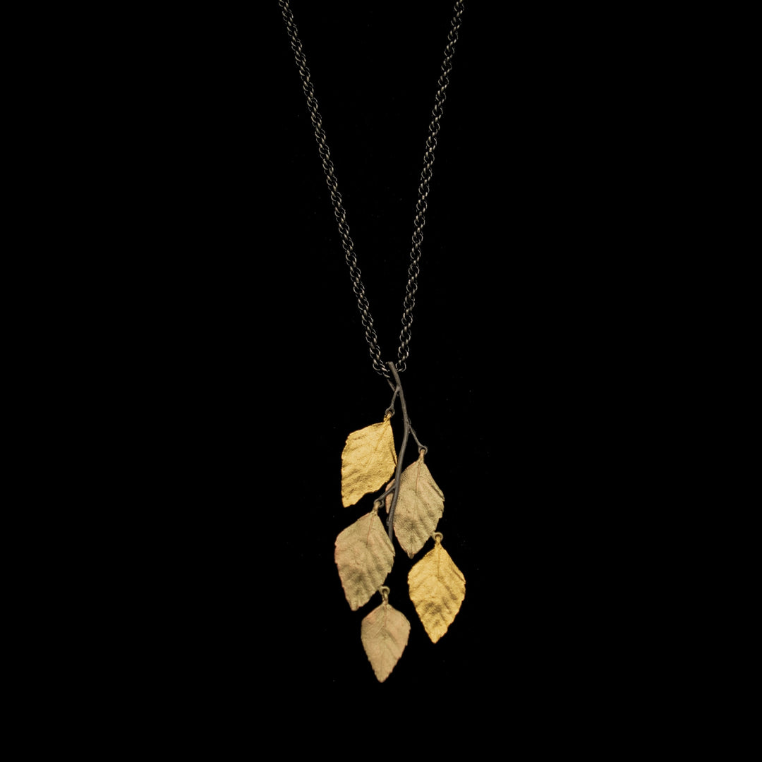 Image of the Michael Michaud Autumn Birch Necklace - 30" Long on a black background