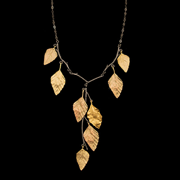 Image of the Michael Michaud Autumn Birch Necklace on a black background