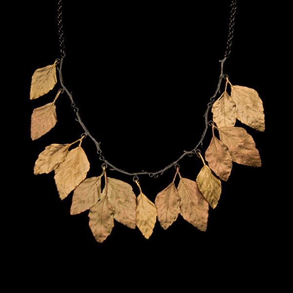 Image of the Michael Michaud Autumn Birch Necklace - Statement on a black background