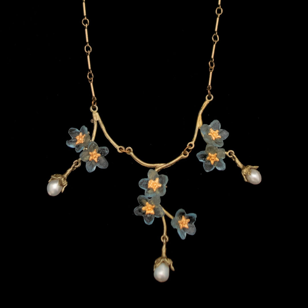 Image of the Michael Michaud Forget Me Not Necklace - Dainty on a black background