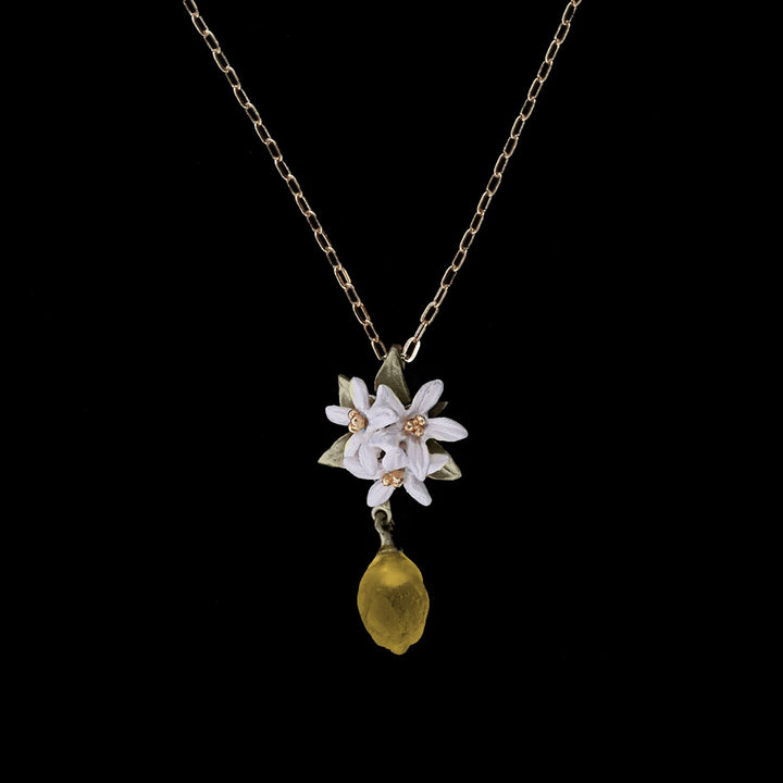 Image of the Michael Michaud Lemon Drop Pendant - Flower on a black background