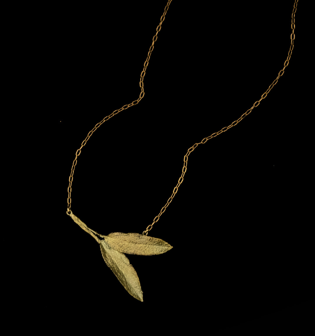 Image of the Michael Michaud Dainty Sage Pendant - Petite Herb on a black background