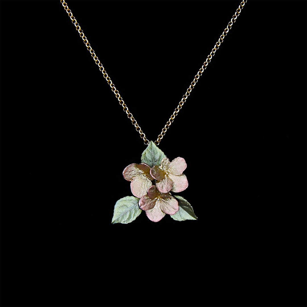 Image of the Michael Michaud Hydrangea Pendant - Leaves on a black background