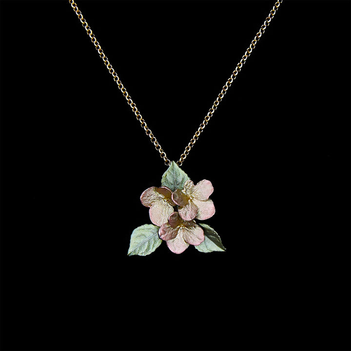 Image of the Michael Michaud Hydrangea Pendant - Leaves on a black background