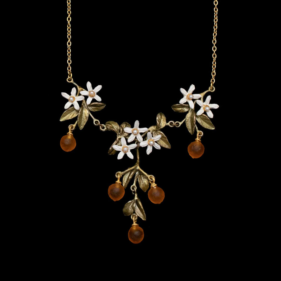 Image of the Michael Michaud Dainty Orange Necklace on a black background