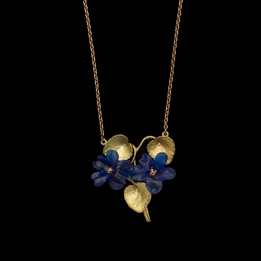 Image of the Michael Michaud Wild Violet Double Flower Pendant on a black background