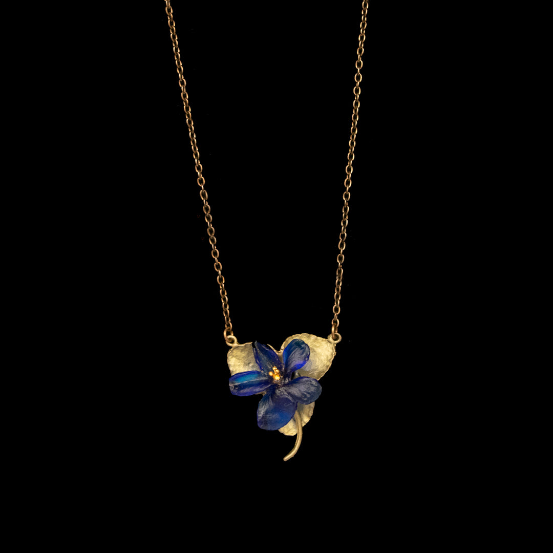 Image of the Michael Michaud Wild Violet Single Flower Pendant on a black background
