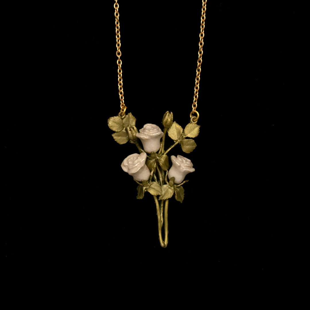 Image of the Michael Michaud Van Gogh White Rose Pendant - Web Exclusive on a black background