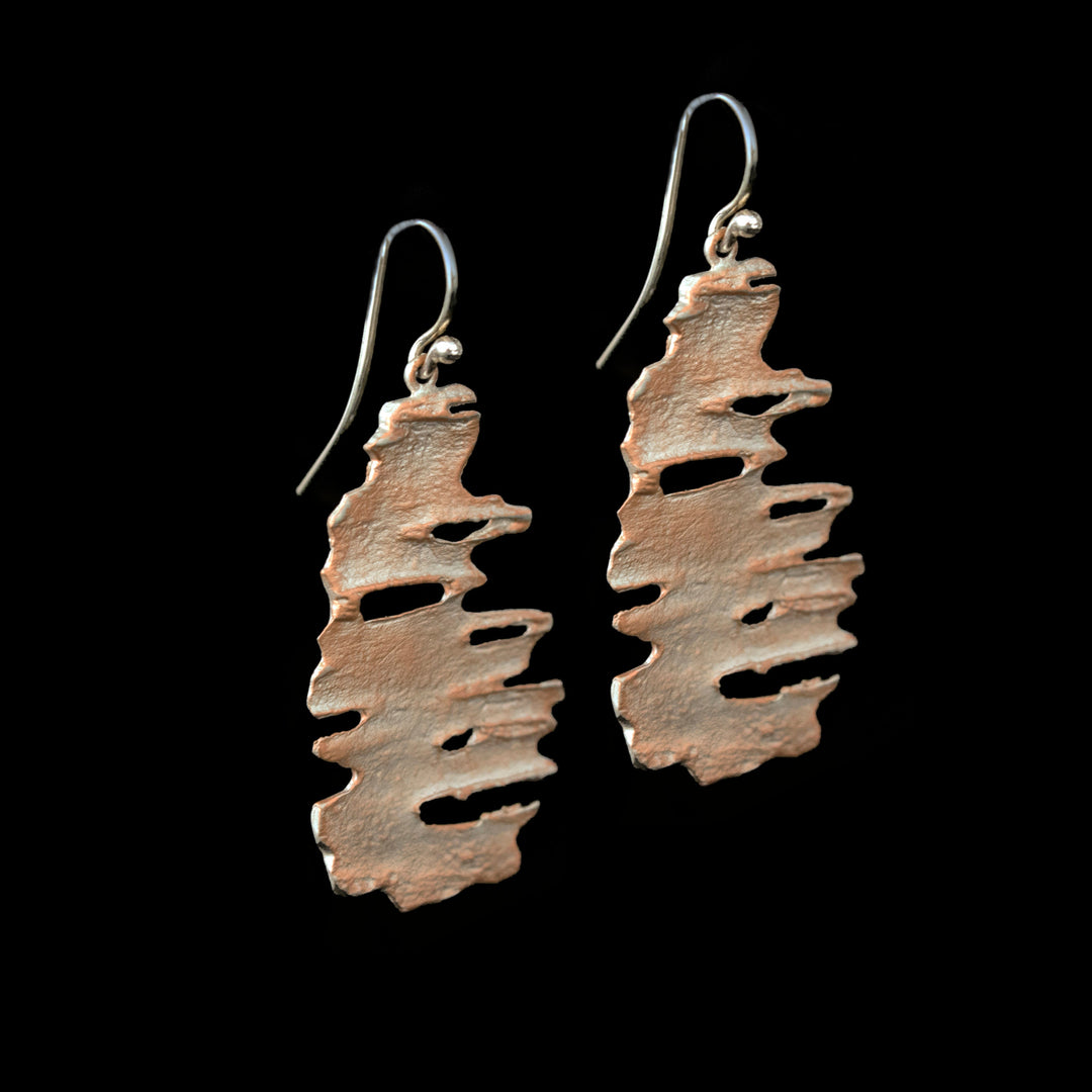 Image of the Michael Michaud Fine Birch Silver Wire Earrings on a black background