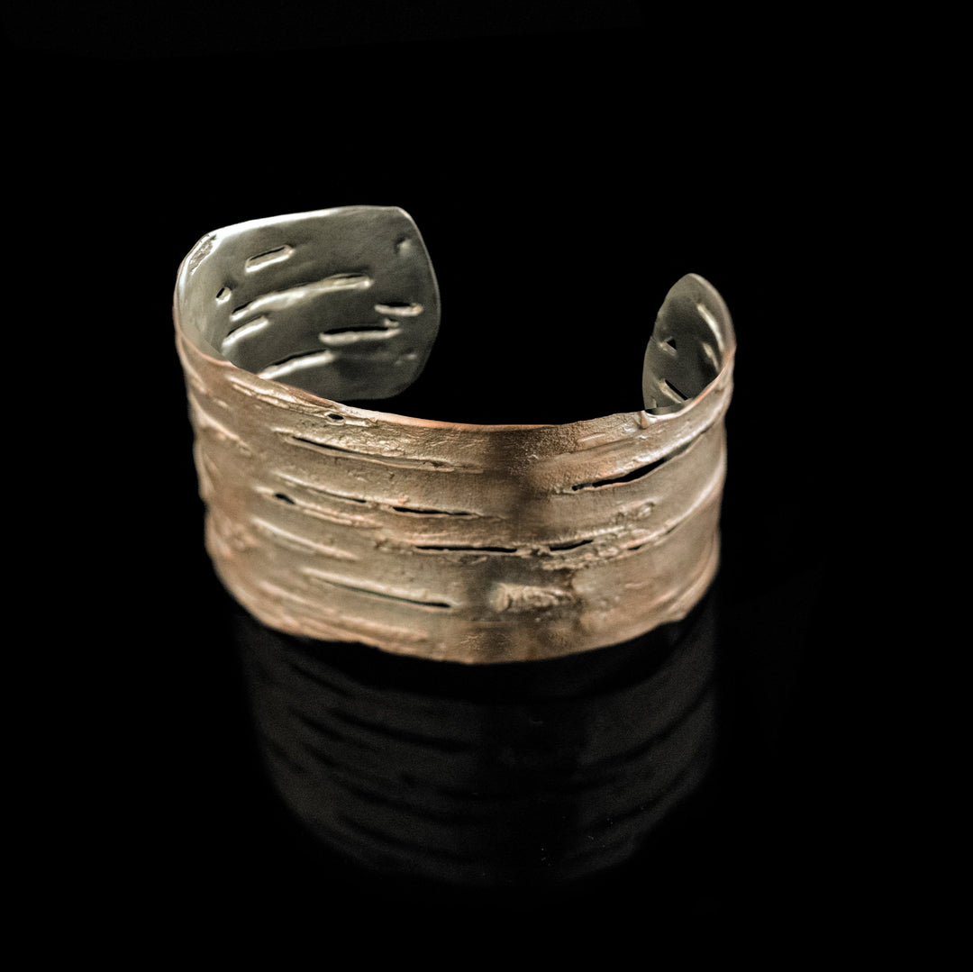 Image of the Michael Michaud Fine Birch Silver Cuff on a black background