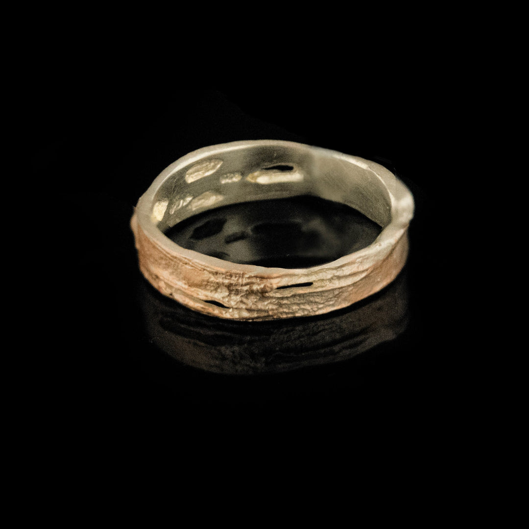 Image of the Michael Michaud Fine Birch Silver Dainty Ring on a black background