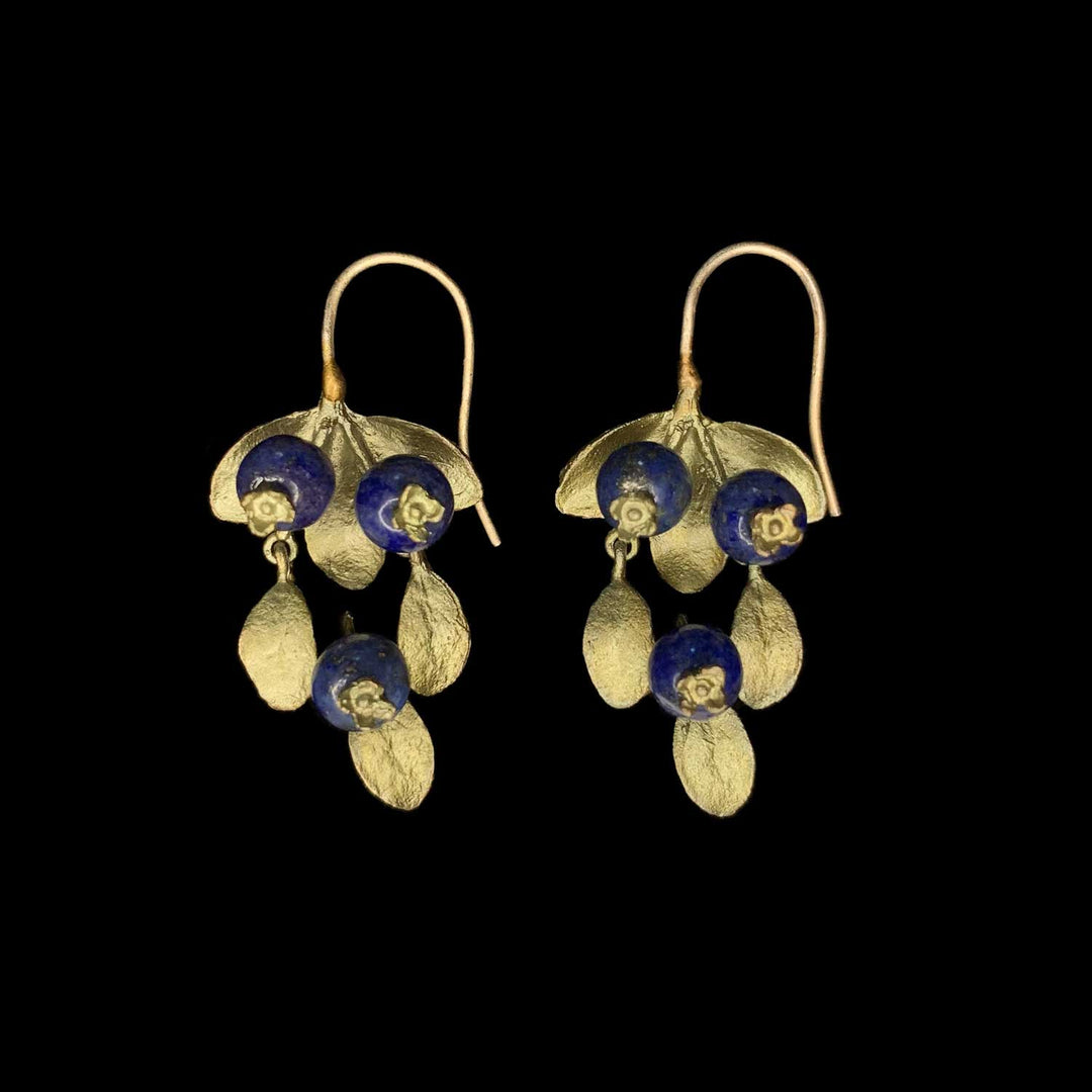 Image of the Michael Michaud Blueberry Earrings - Wire on a black background
