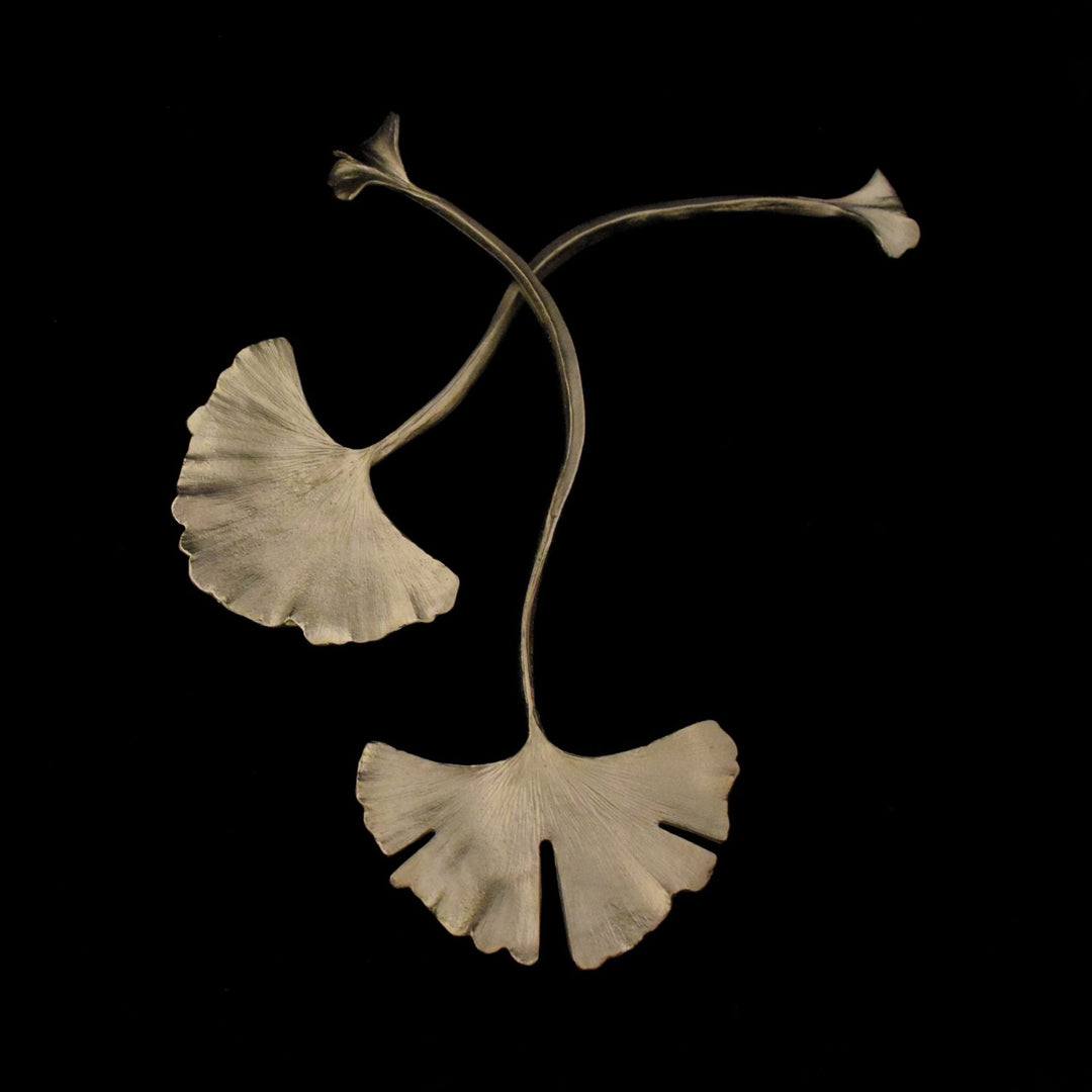 Image of the Michael Michaud Ginkgo Serving Set - Pewter on a black background
