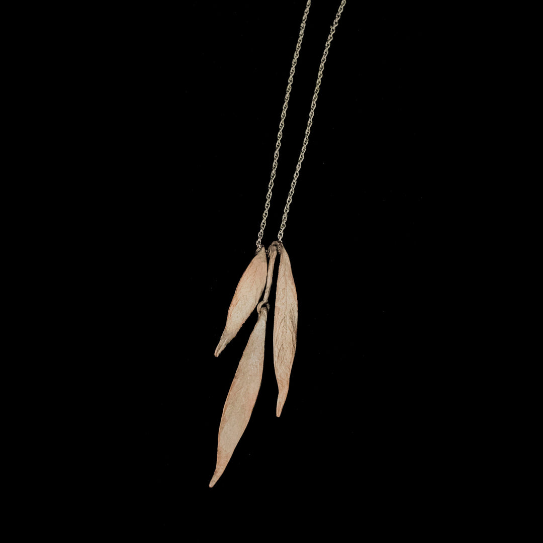 Image of the Michael Michaud Fine Weeping Willow Silver Pendant on a black background
