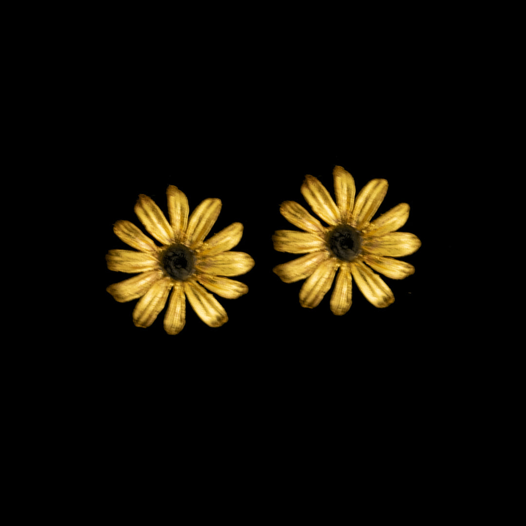 Image of the Michael Michaud Black-Eyed Susan Earrings - Post on a black background