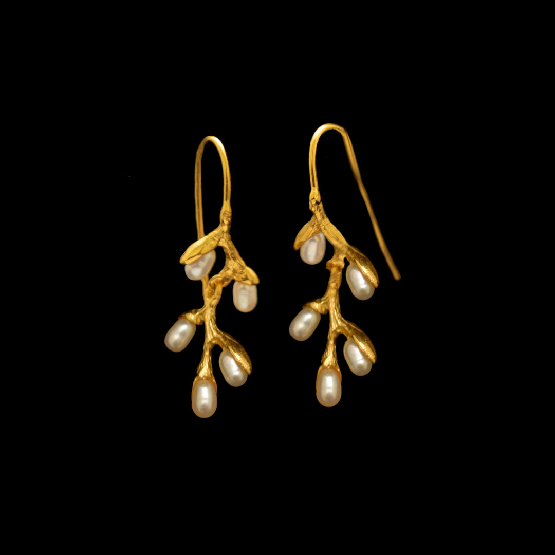 Image of the Michael Michaud Fine Pussy Willow Wire Earrings on a black background
