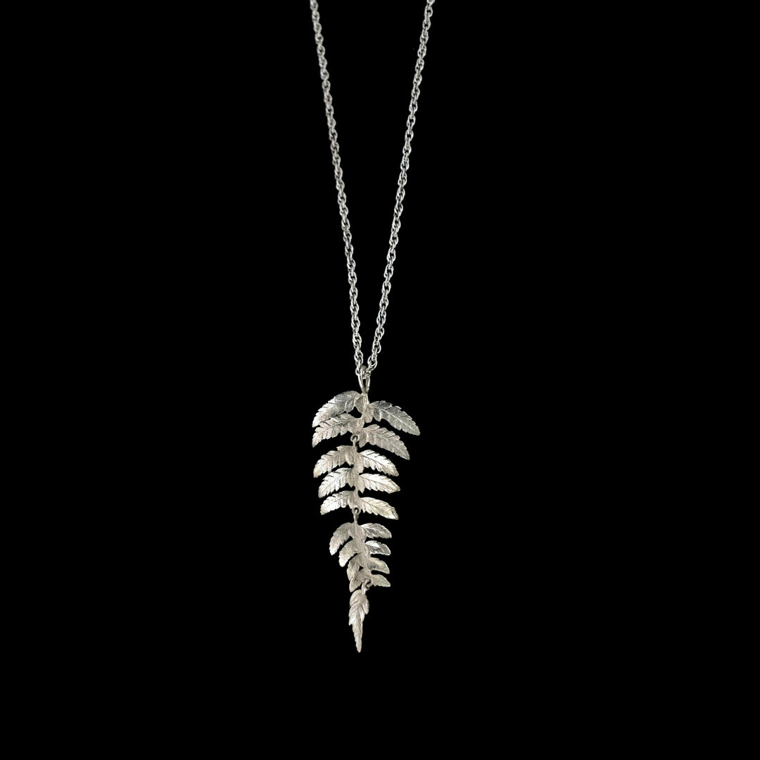 Image of the Michael Michaud Fine Fern Silver Pendant on a black background