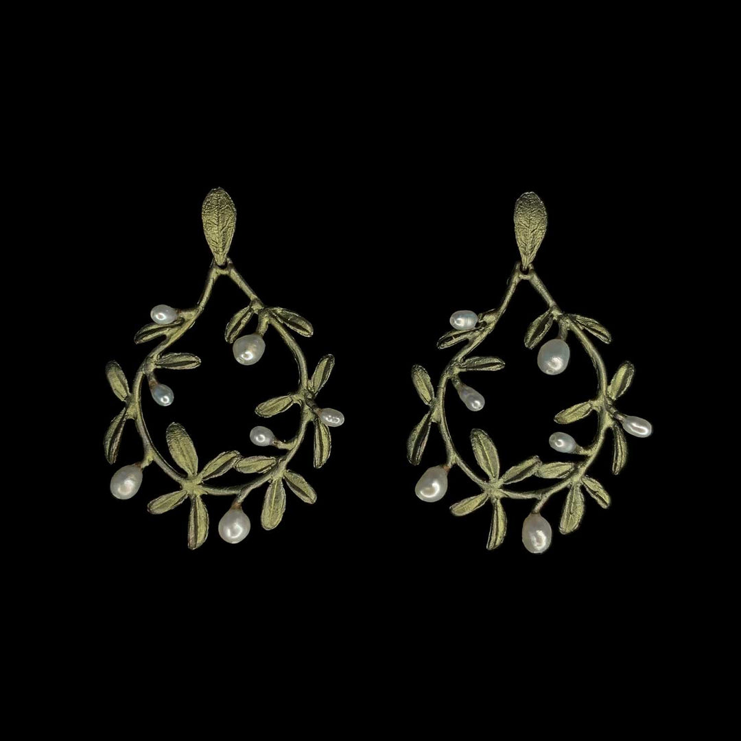 Image of the Michael Michaud Garden Vine Earrings - Post Circle on a black background