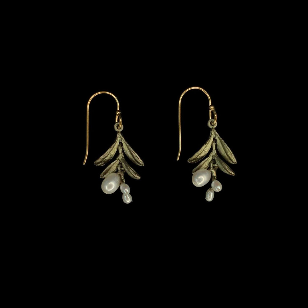 Image of the Michael Michaud Garden Vine Earrings - Dainty Wire on a black background